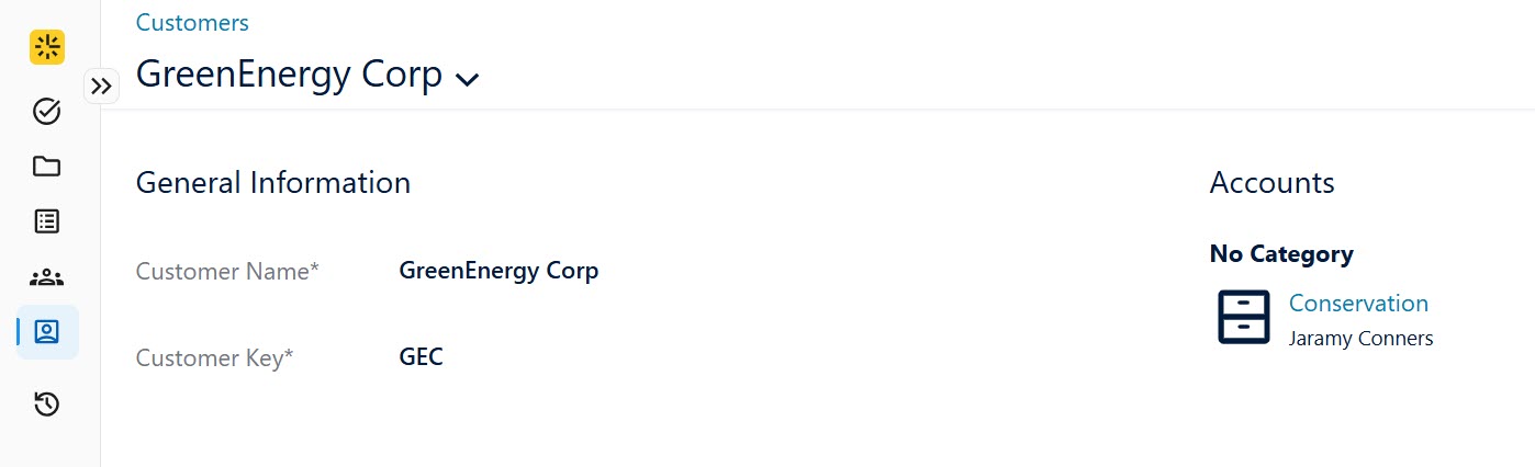 Customer details screen