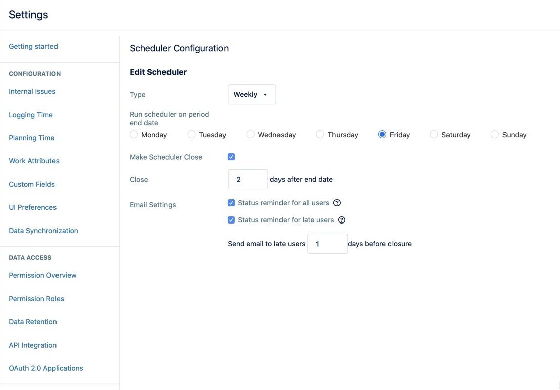 Scheduler configuration - weekly setup