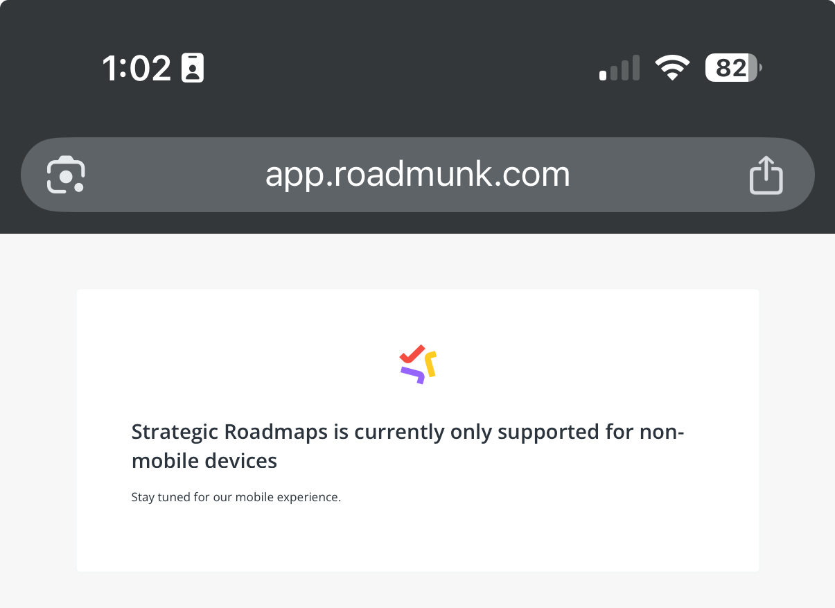 Strategic Roadmaps Mobile Browser Error
