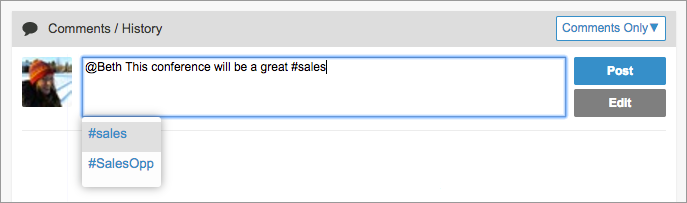 adding a tag via commenting