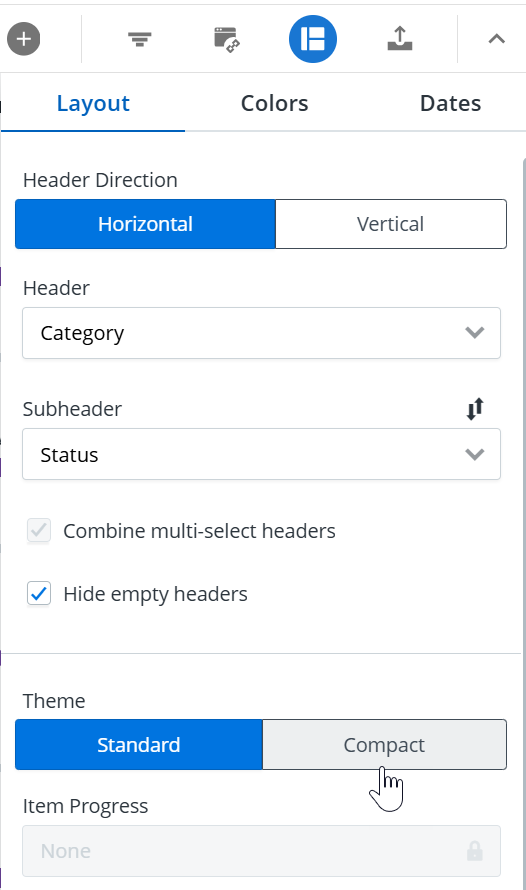 Changing to the Compact theme in the format menu