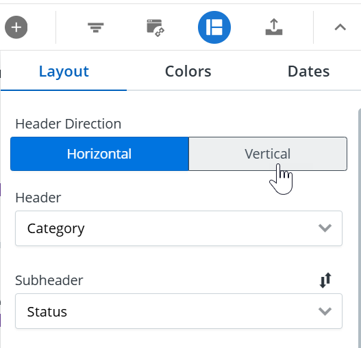 Changing ot a vertical header direction in the format menu
