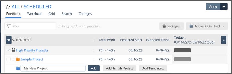 Set up Projects and add work