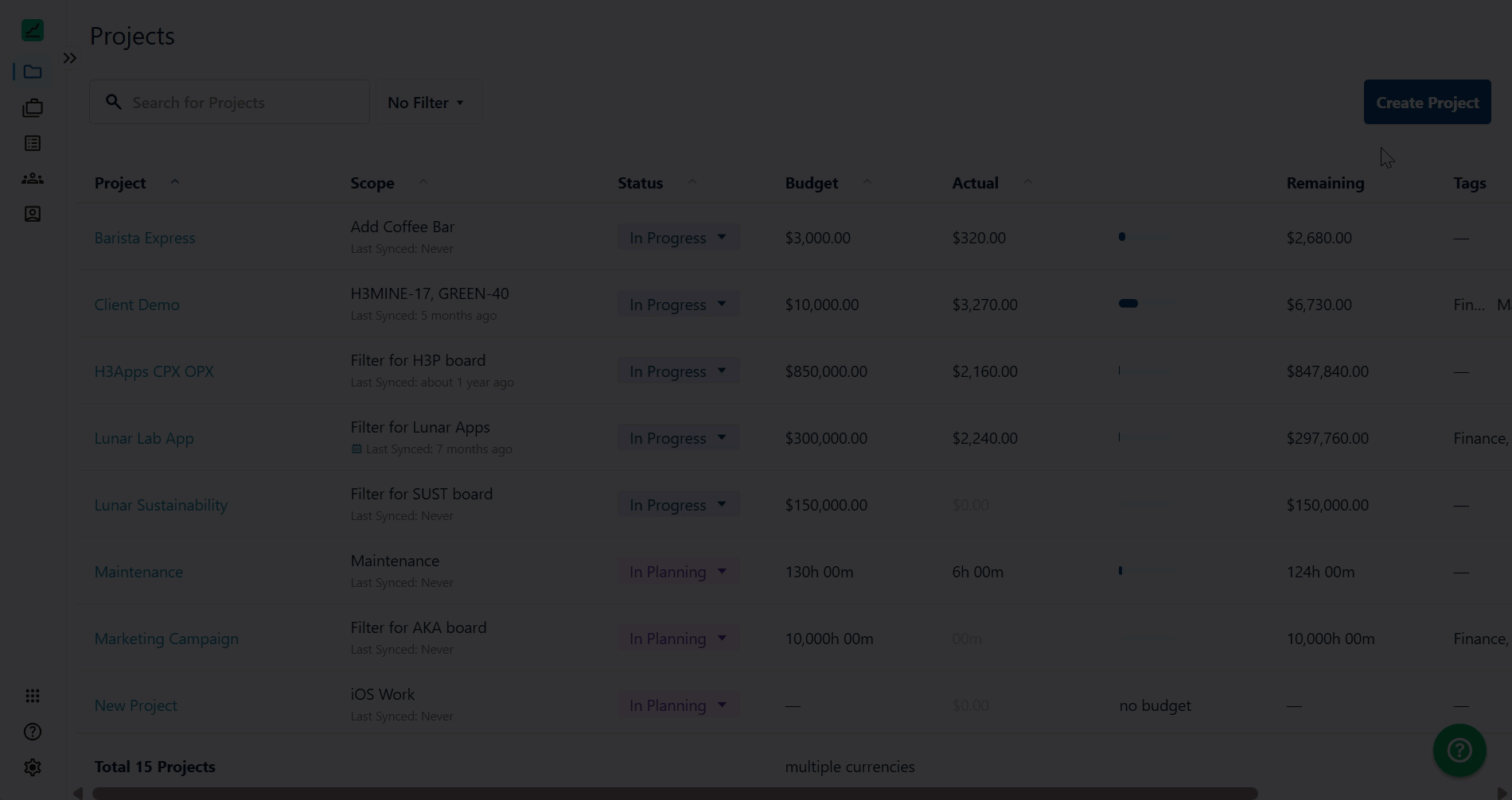 Configuring project default settings