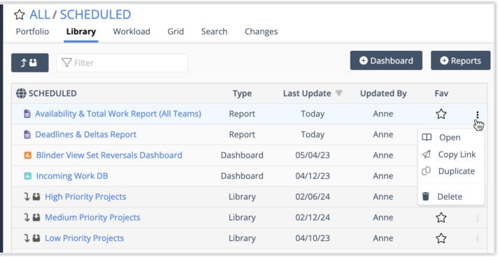 Dashboard and Report Library