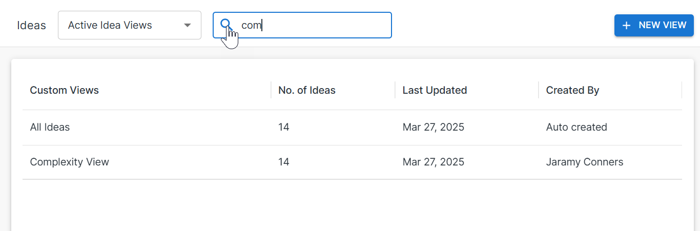 Searching for an idea view
