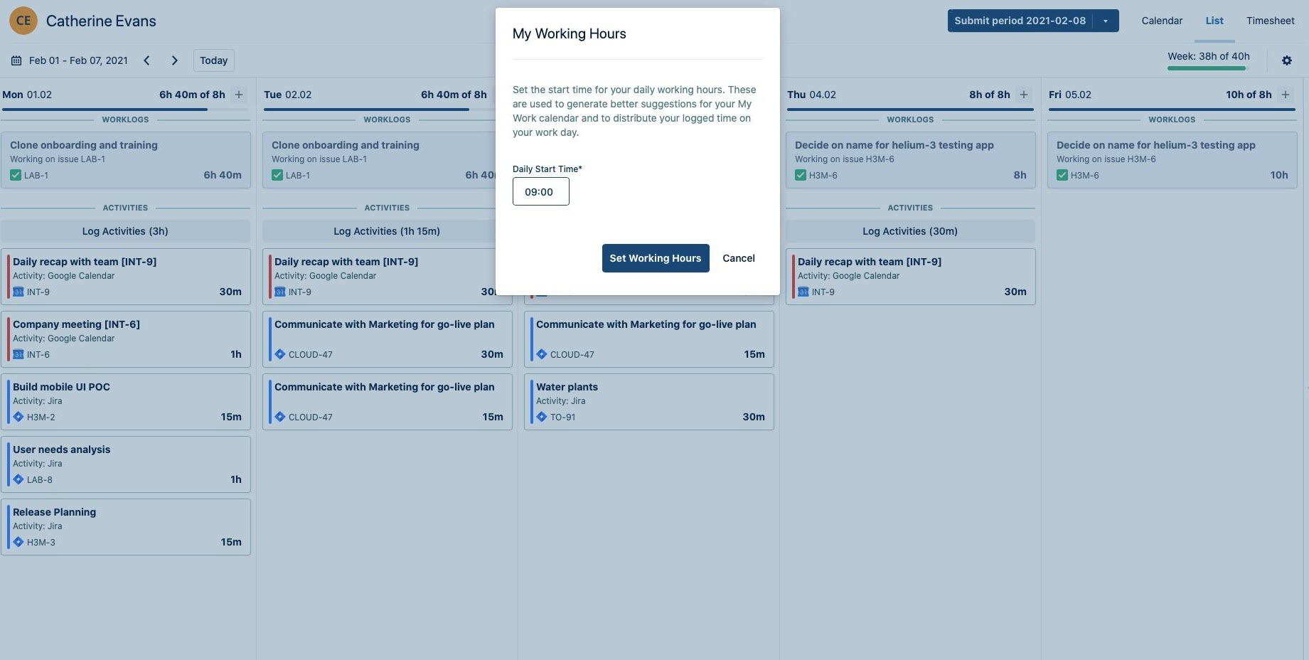 Daily Start Time option