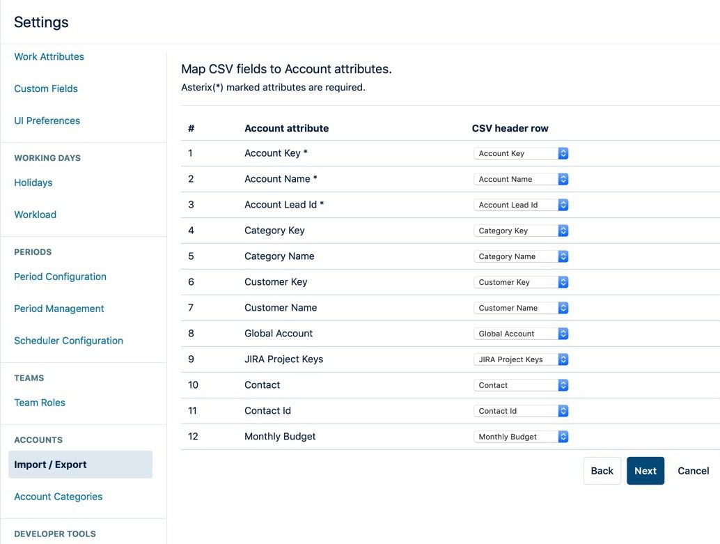 CSV file attribute mapping