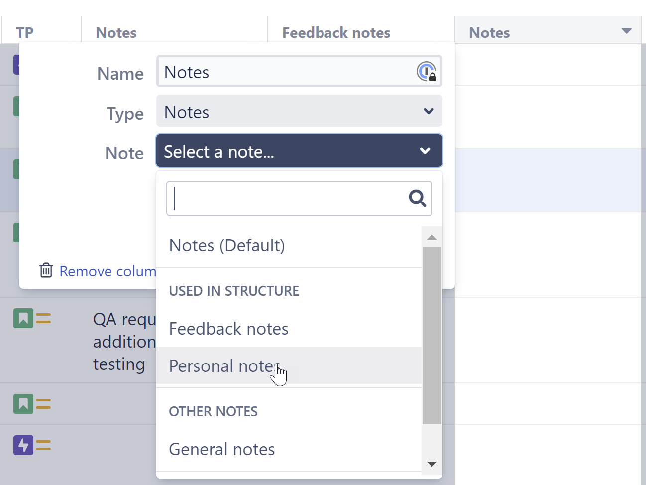 Add existing note - select from list.png