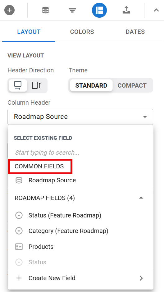 Common fields list