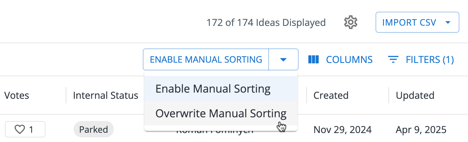 override manual sort button