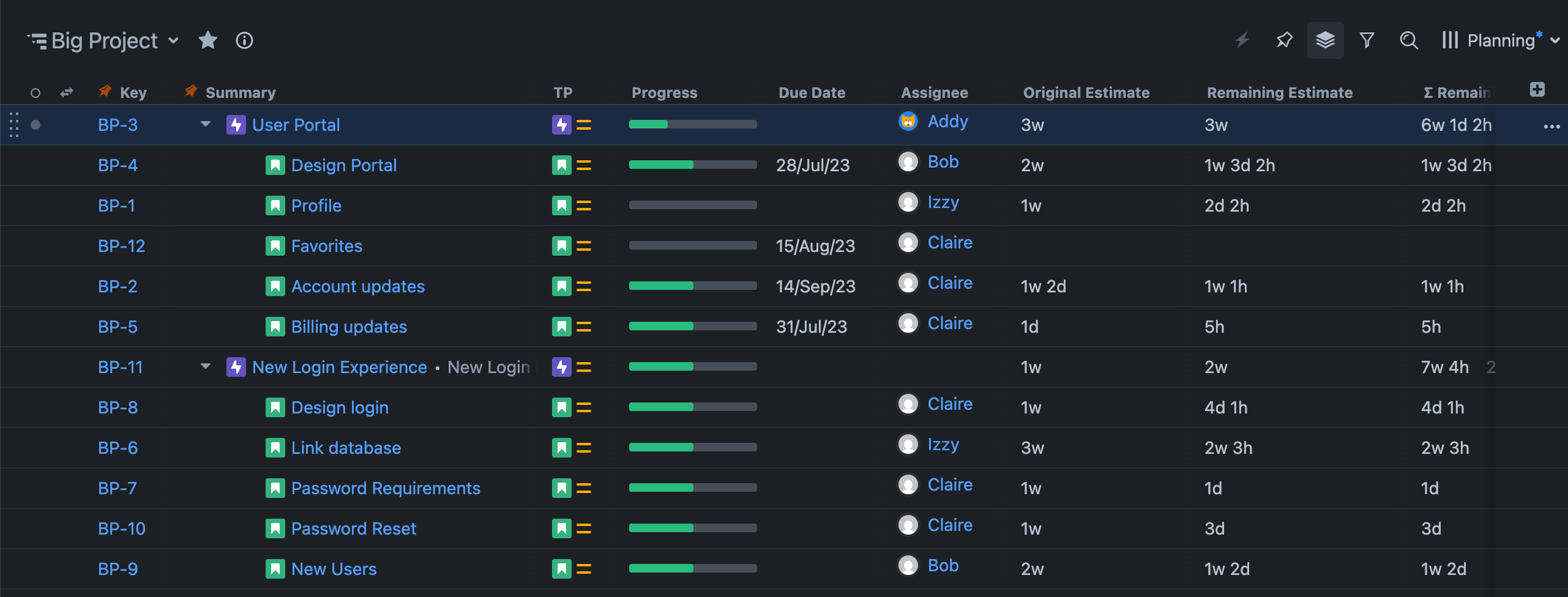 Structure in Dark Theme