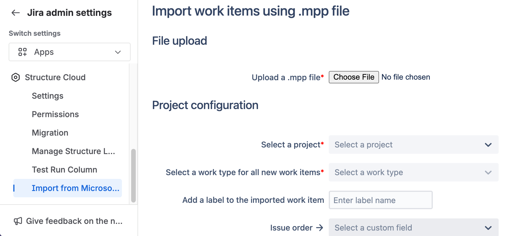 Import for MPP settings