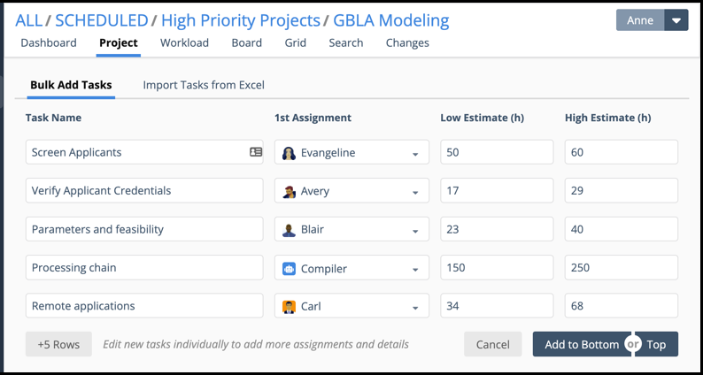 Adding multiple tasks