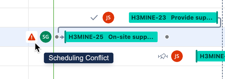 Scheduling Conflict flag for a dependency