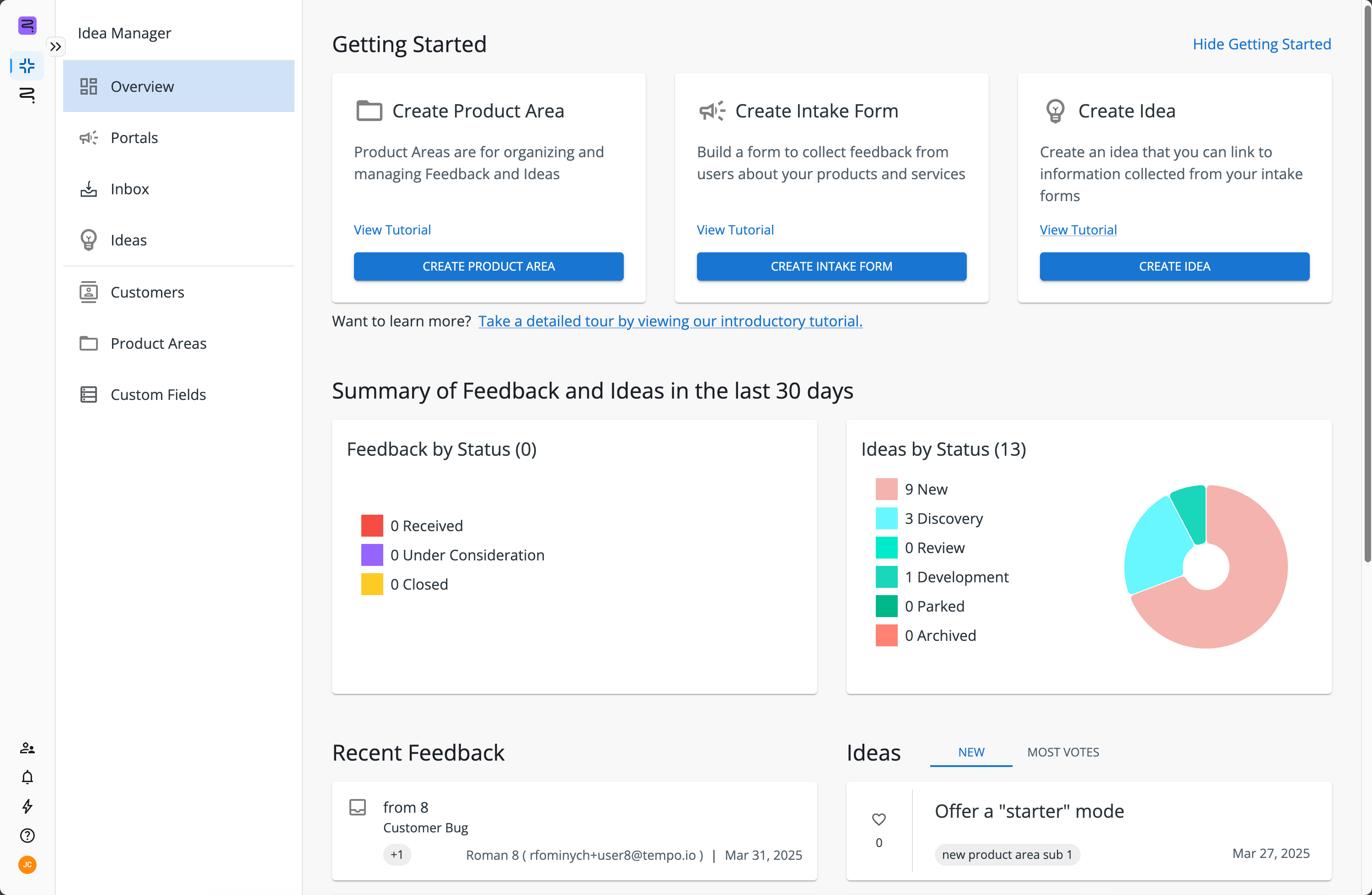 Idea Manager landing page