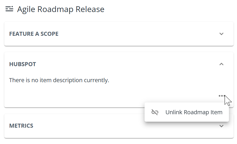 Unlink a roadmap item from an idea
