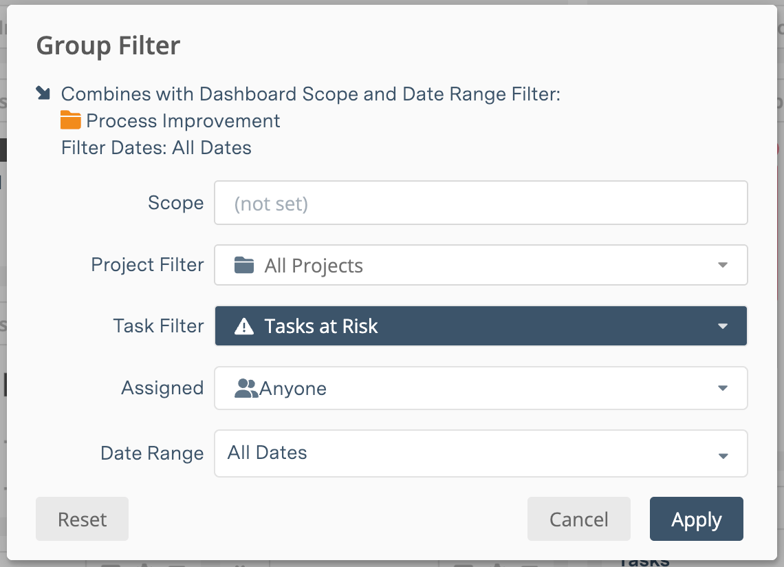 Project Group Filter