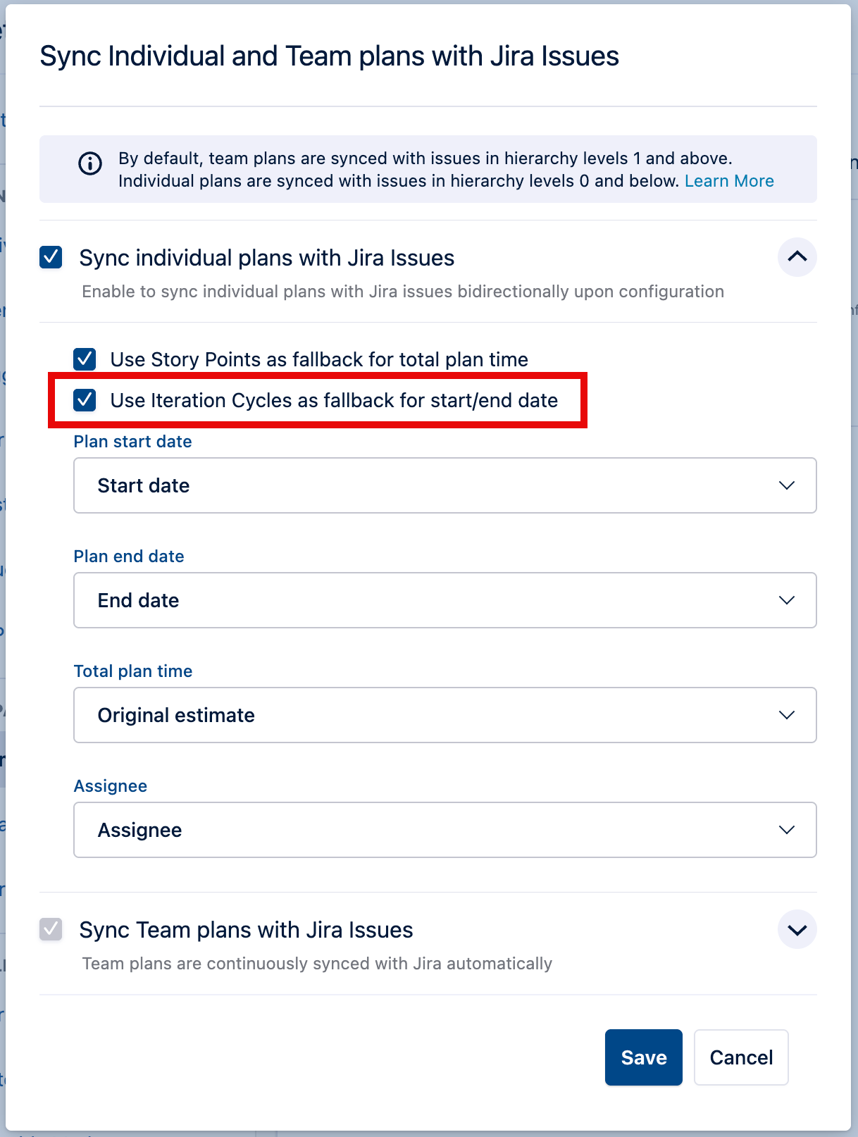 Use Iteration Cycles as fallback for start end date